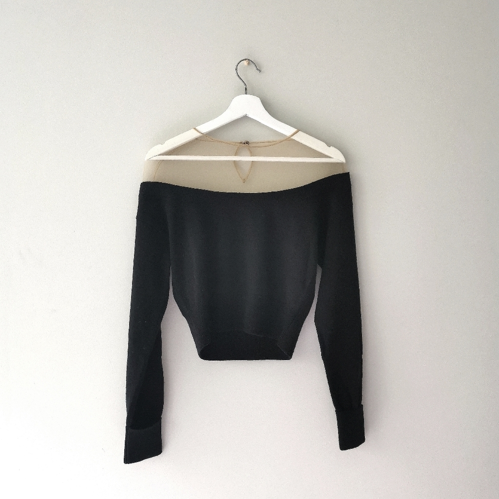 Alexander Wang cropped sheer yoke pullover SZ S